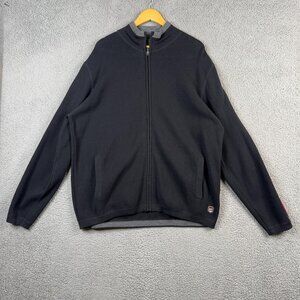 Eddie Bauer Sweater Mens XL Black Red Strpes Full‎ Zip High Neck Deadstock Y2K